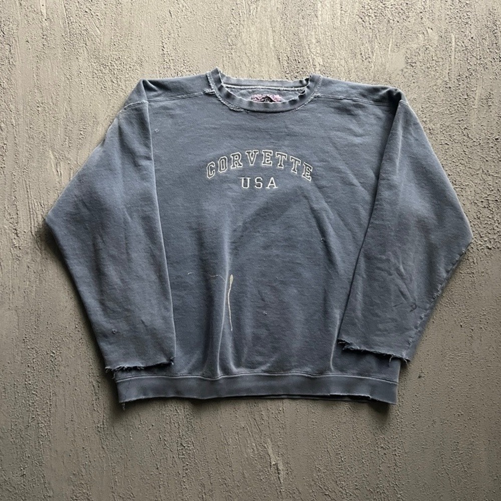 Vintage Corvette USA Sweatshirt 2XL Blue 1990s Distressed Car USA